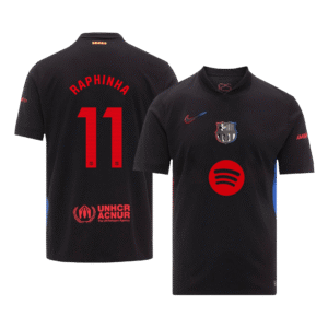 RAPHINHA #11 Barcelona Away Soccer Jersey 2024/25 – Spotify Logo Without Text